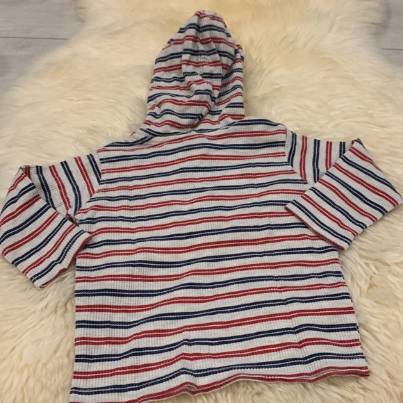 Tommy Hilfiger Long-Sleeve Striped Red/Blue/Cream 3Button Shirt with Hood 18M - Picture 4 of 4